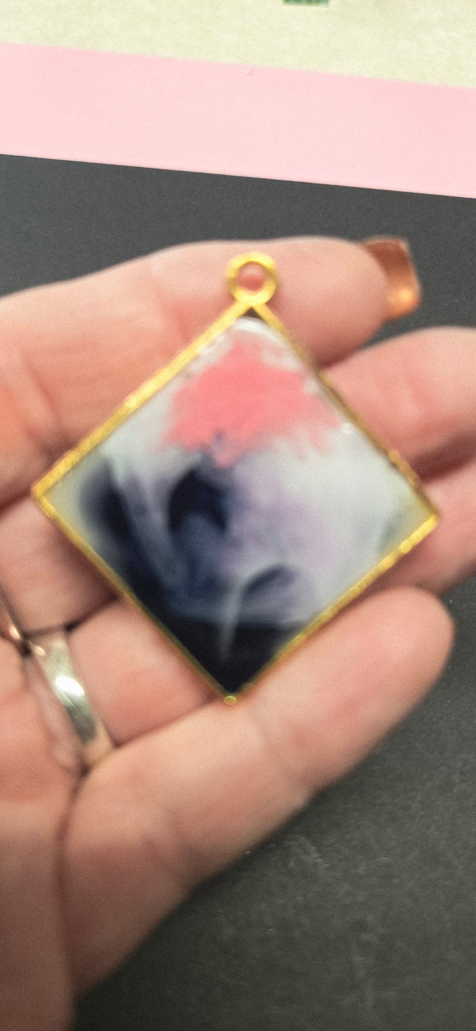 Handmade Pink Navy Cross Keychain - Resin Christian Gift Faith Key Ring