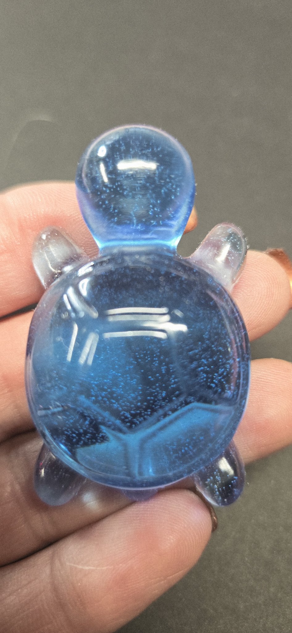 Handmade Blue Glitter Turtle Figurine - Cute Resin Sea Turtle Decor Gift