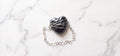 Handmade Wire Wrapped Heart Bracelet - Black Resin Heart Silver Chain Gothic Jewelry