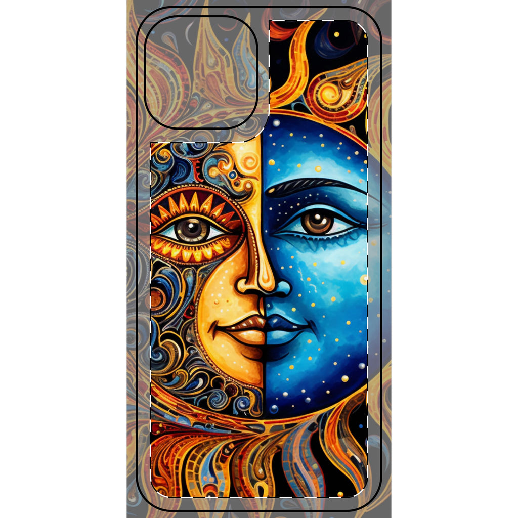 Sun and Moon Face Celestial Mandala Phone Skin | Boho Astrology