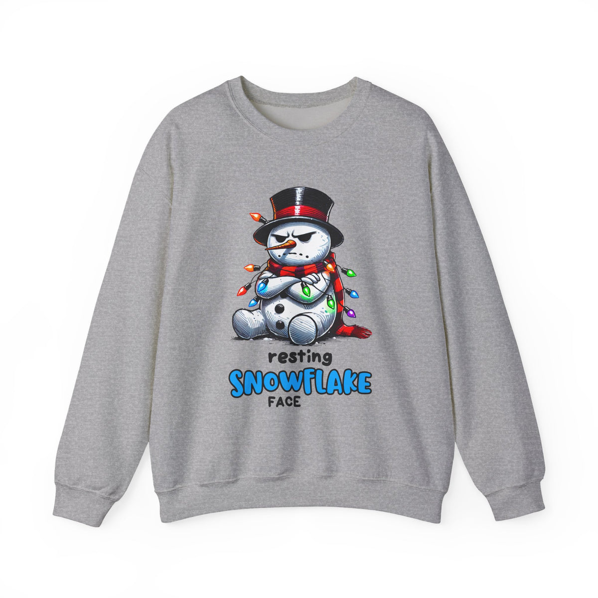 Resting Snowflake Face Snowman with Lights Sweatshirt