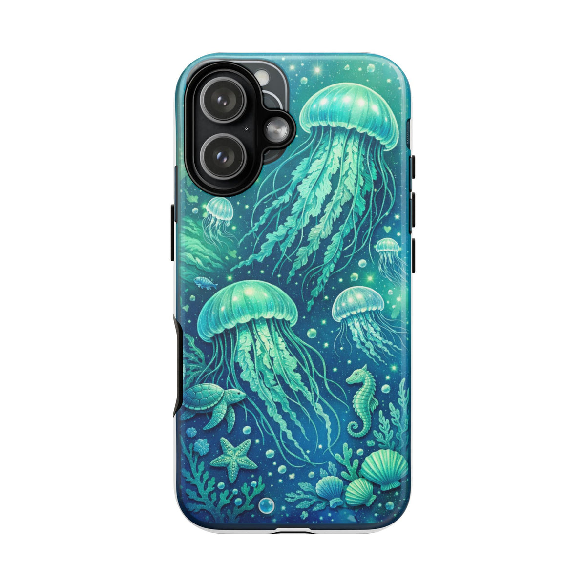 Ocean Jellyfish iPhone Case Design | Sea Green & Ocean Blue Phone Case | Underwater Sea Creatures Art | Coastal Aesthetic Phone Cover
