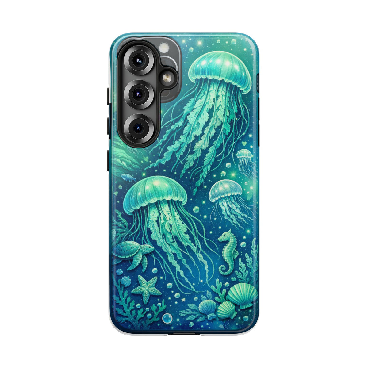 Ocean Jellyfish iPhone Case Design | Sea Green & Ocean Blue Phone Case | Underwater Sea Creatures Art | Coastal Aesthetic Phone Cover