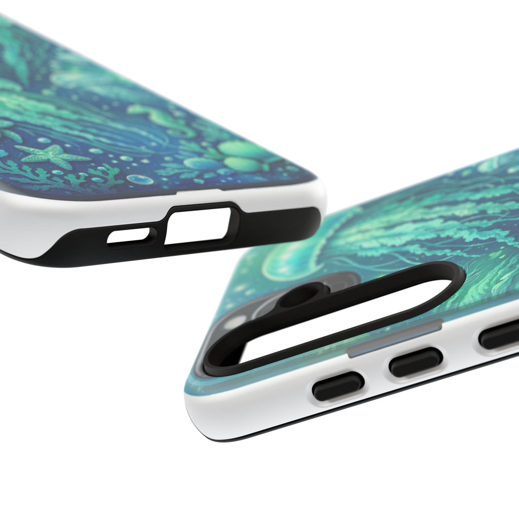 Ocean Jellyfish iPhone Case Design | Sea Green & Ocean Blue Phone Case | Underwater Sea Creatures Art | Coastal Aesthetic Phone Cover