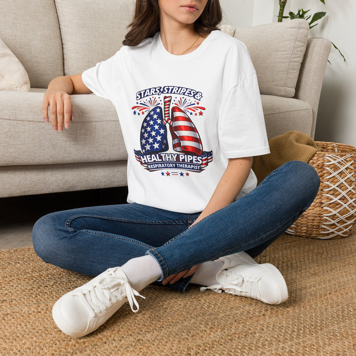 Stars and Stripes Healthy Lungs Respiratory Therapist T-Shirt