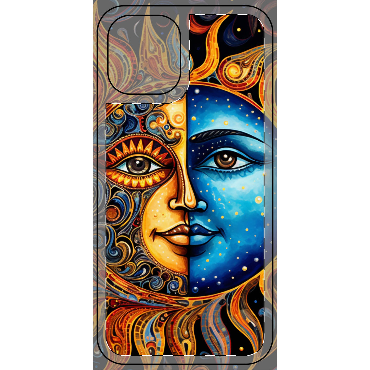 Sun and Moon Face Celestial Mandala Phone Skin | Boho Astrology