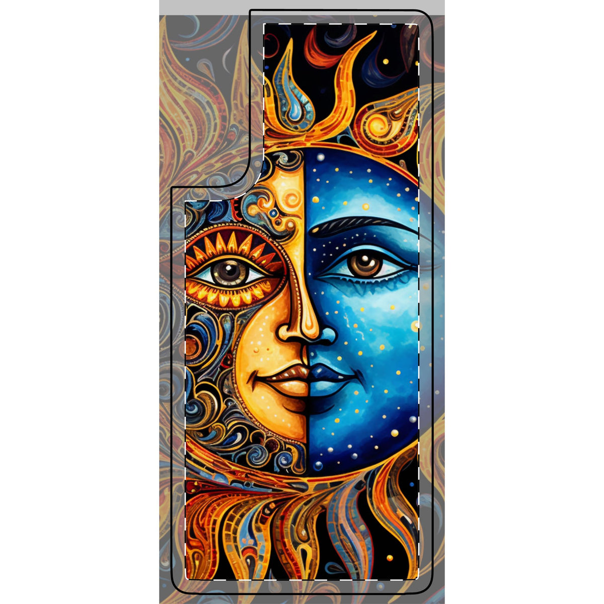 Sun and Moon Face Celestial Mandala Phone Skin | Boho Astrology