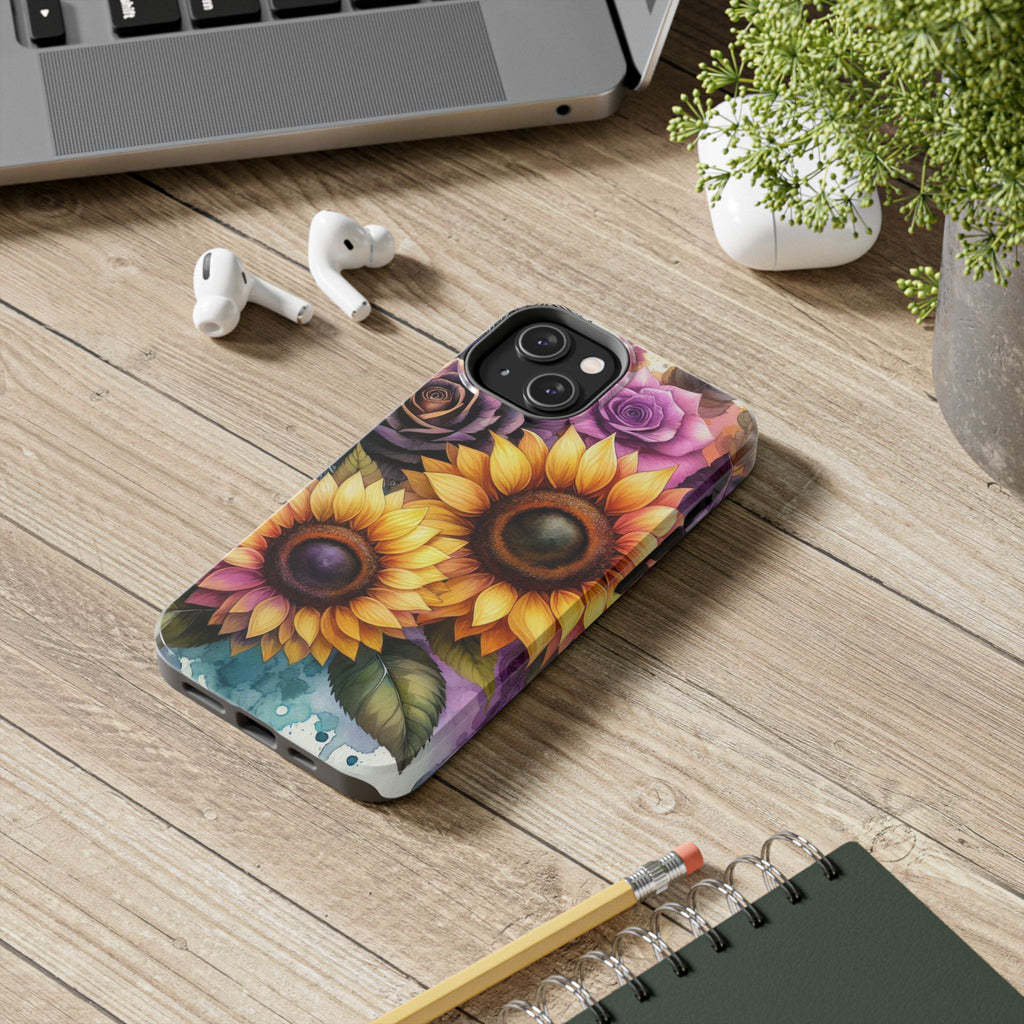Vibrant Floral Phone Cases, Tough Phone Cover, Artistic Protection, Gift for Flower Lovers, Colorful Phone Accessory