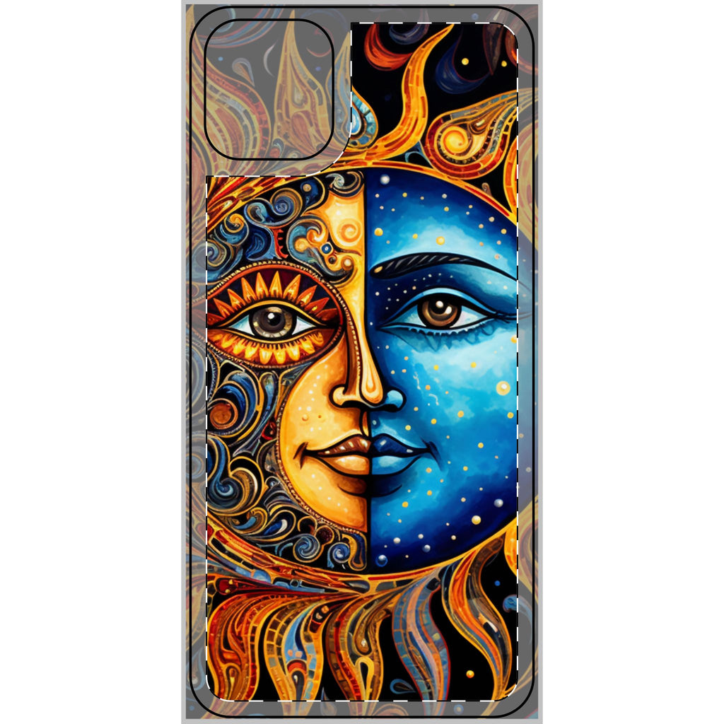 Sun and Moon Face Celestial Mandala Phone Skin | Boho Astrology