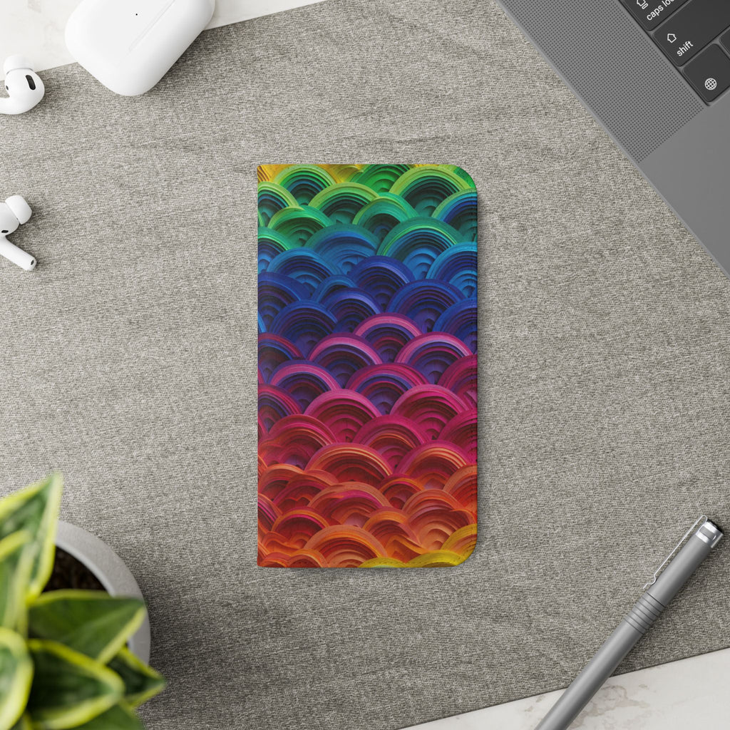 Rainbow Wave Scales Flip Case | Colorful Gradient Phone Cover