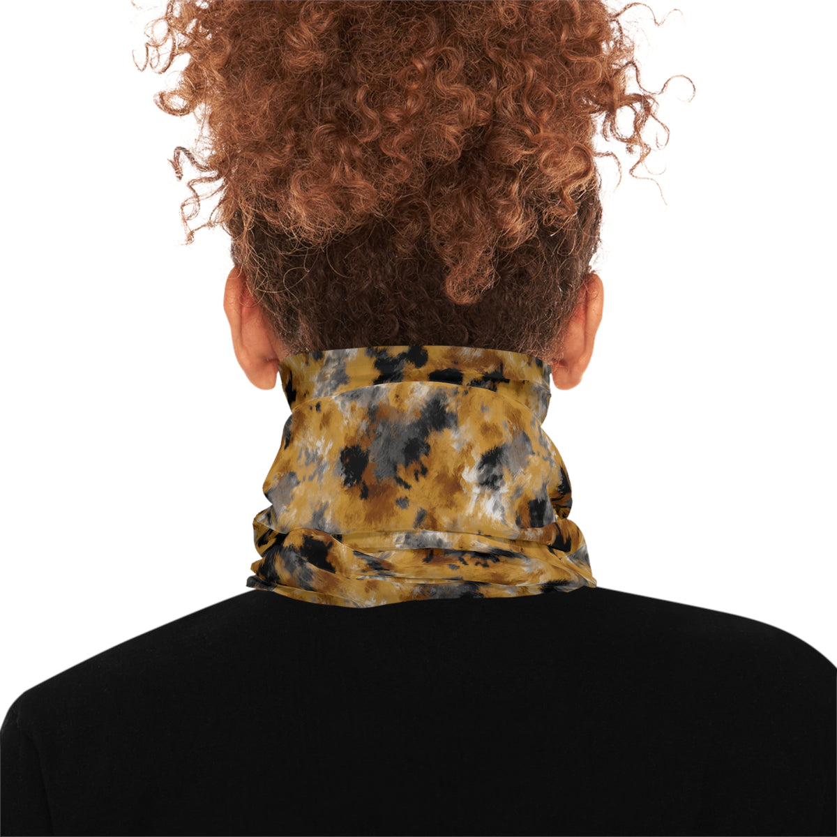 Golden Black Tie-Dye Abstract Cloud Pattern Neck Gaiter