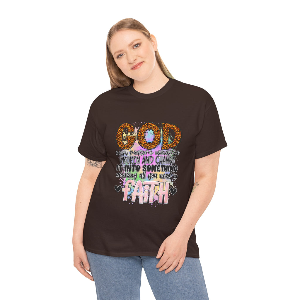 Faithful Inspirational God Can Restore Unisex Heavy Cotton Tee, Christian Tee, Religious Shirt, Spiritual Tee, Inspirational T-Shirt,