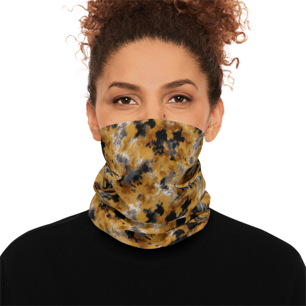 Golden Black Tie-Dye Abstract Cloud Pattern Neck Gaiter