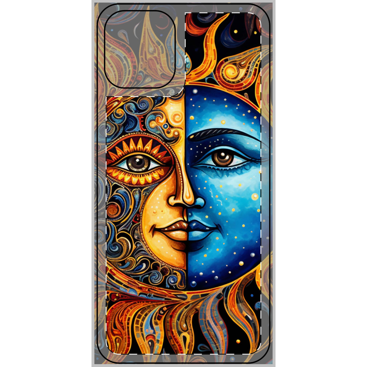 Sun and Moon Face Celestial Mandala Phone Skin | Boho Astrology