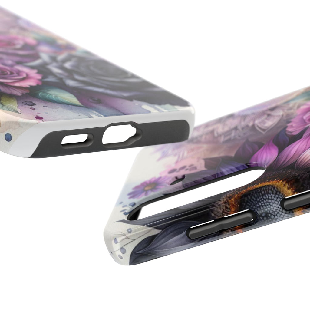 Artistic Floral Tough Phone Cases, Floral Design Phone Cover, Gift for Her, Beauty and Strength, Protective Case for Home