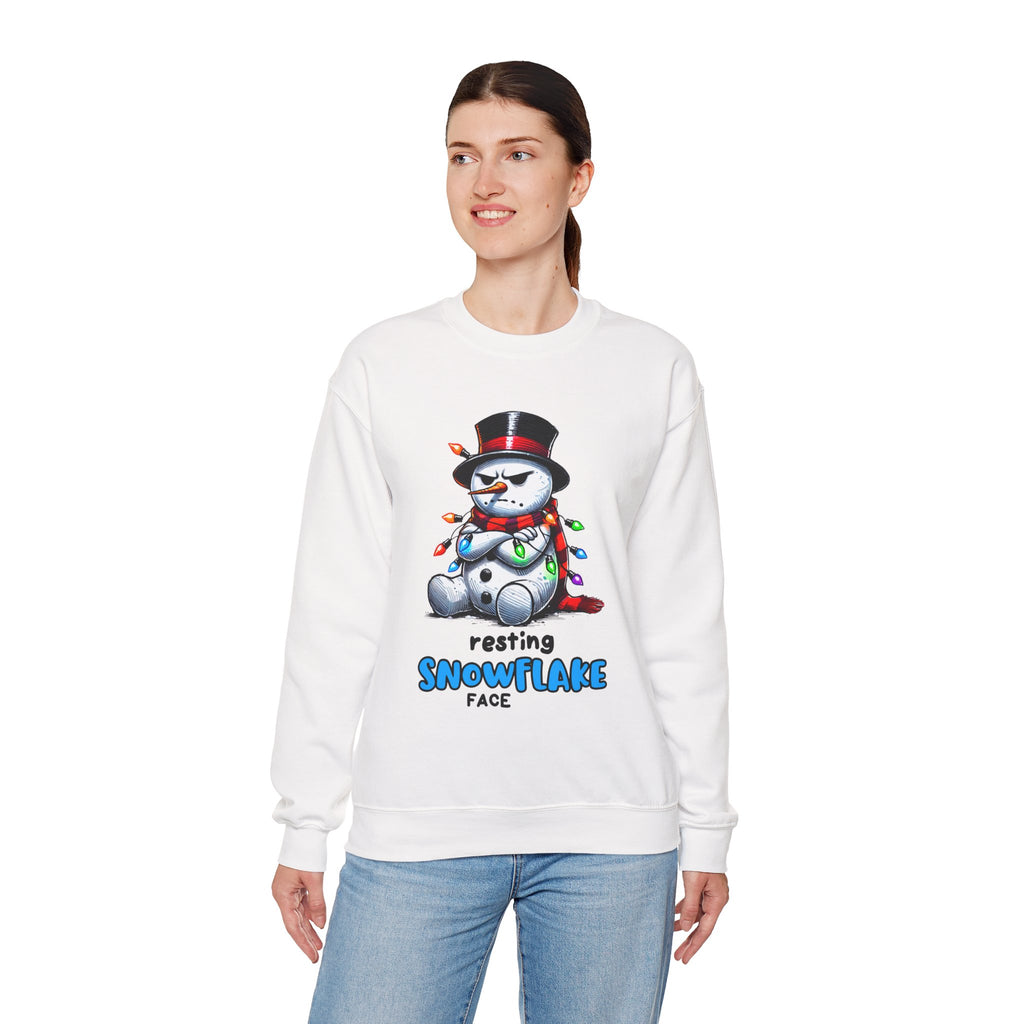 Resting Snowflake Face Snowman with Lights Sweatshirt