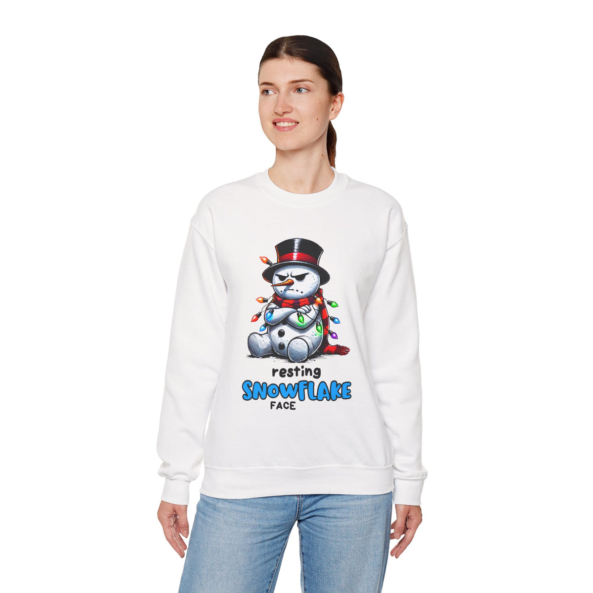 Resting Snowflake Face Snowman with Lights Sweatshirt