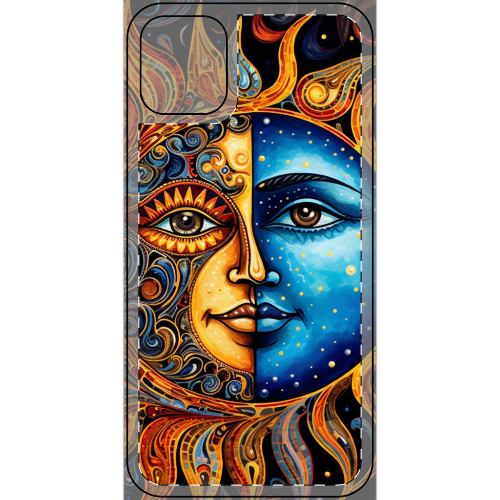 Sun and Moon Face Celestial Mandala Phone Skin | Boho Astrology