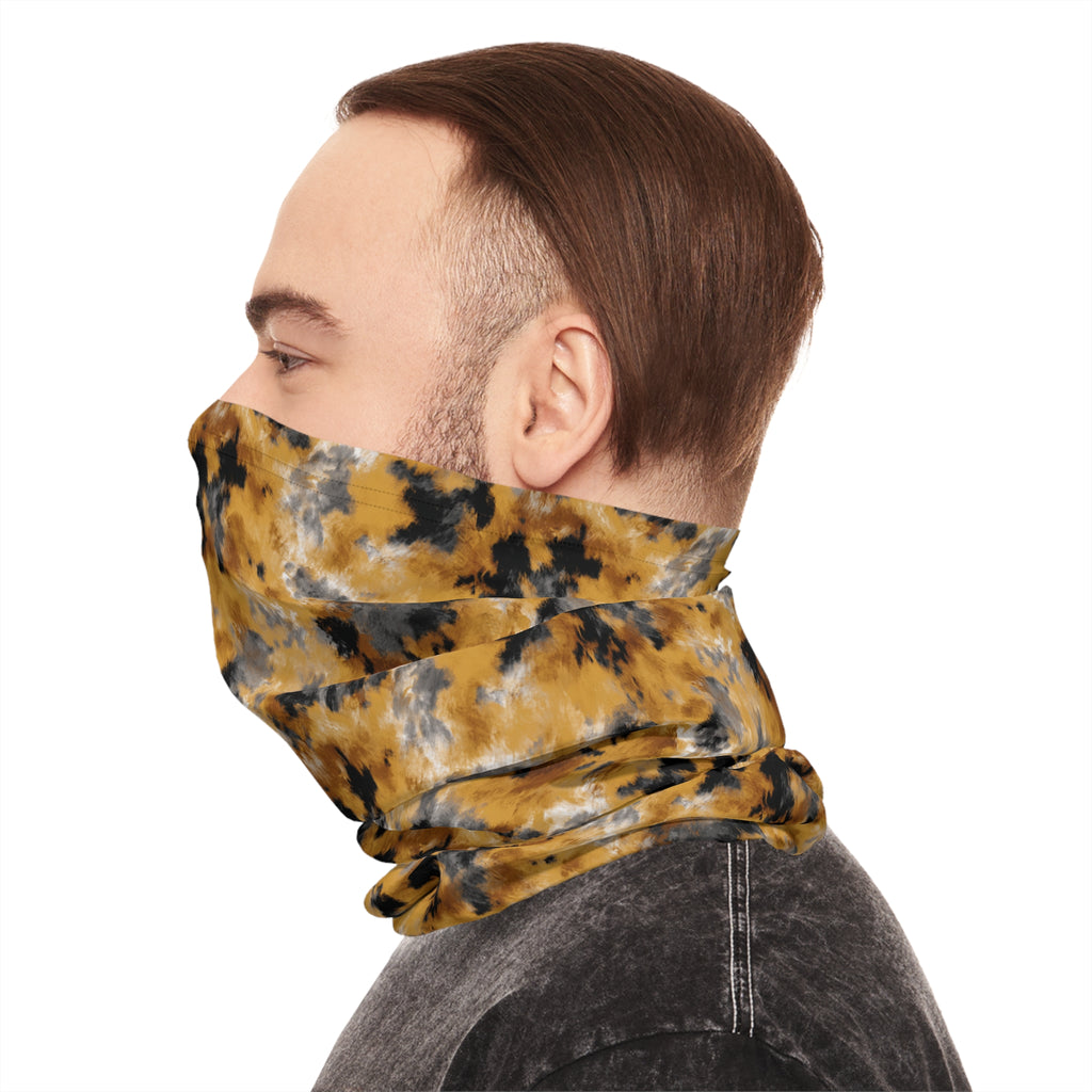 Golden Black Tie-Dye Abstract Cloud Pattern Neck Gaiter
