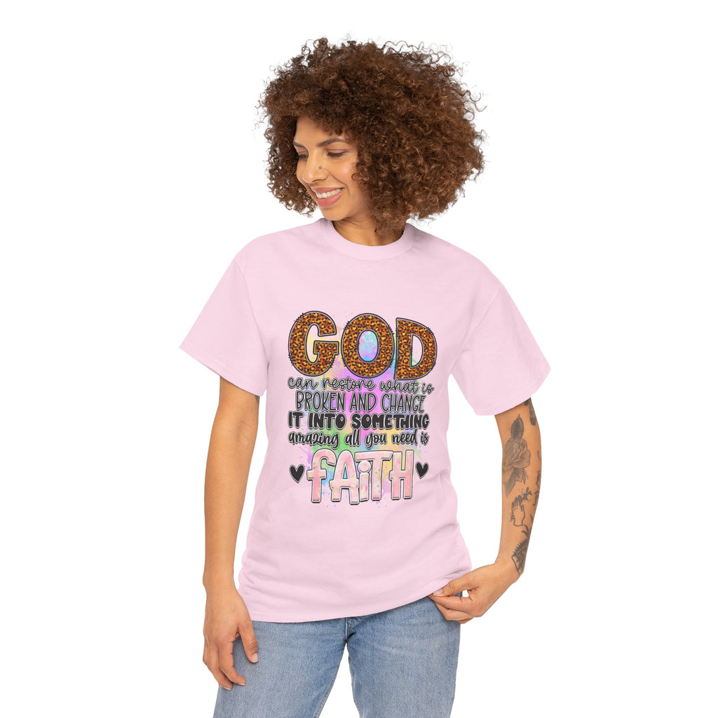 Faithful Inspirational God Can Restore Unisex Heavy Cotton Tee, Christian Tee, Religious Shirt, Spiritual Tee, Inspirational T-Shirt,