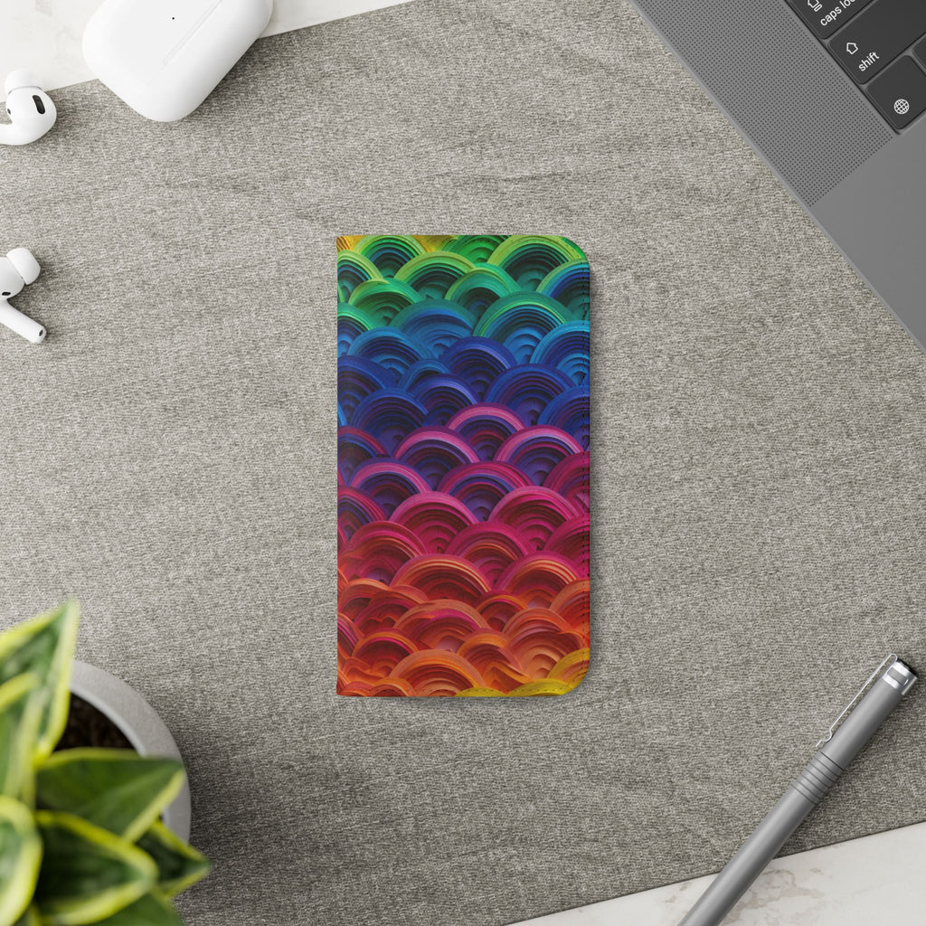 Rainbow Wave Scales Flip Case | Colorful Gradient Phone Cover
