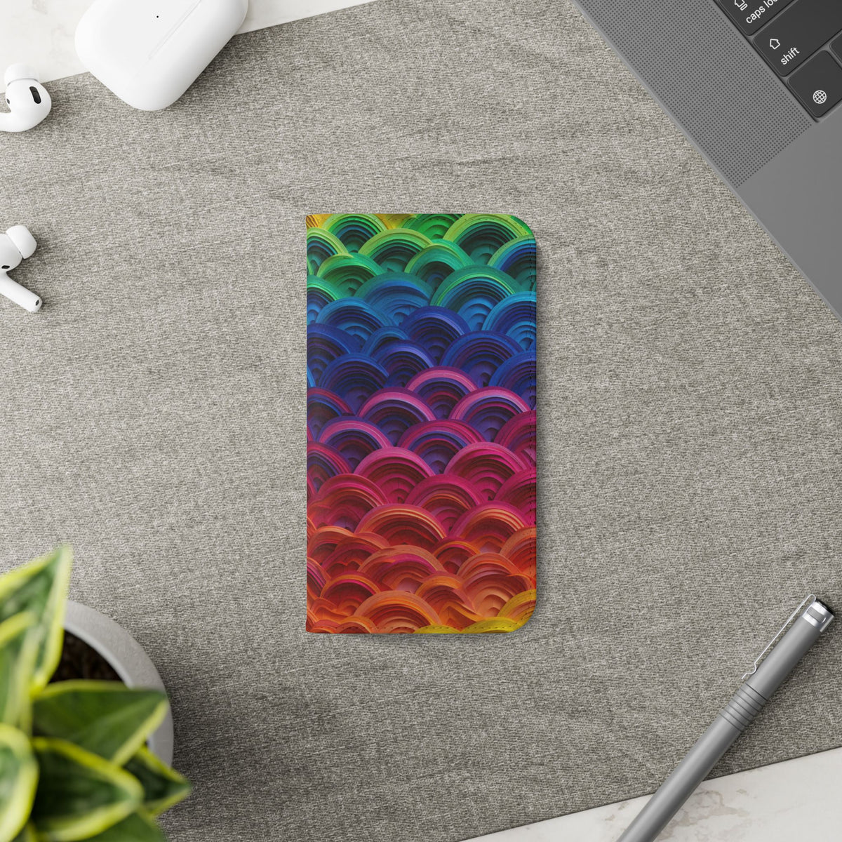 Rainbow Wave Scales Flip Case | Colorful Gradient Phone Cover
