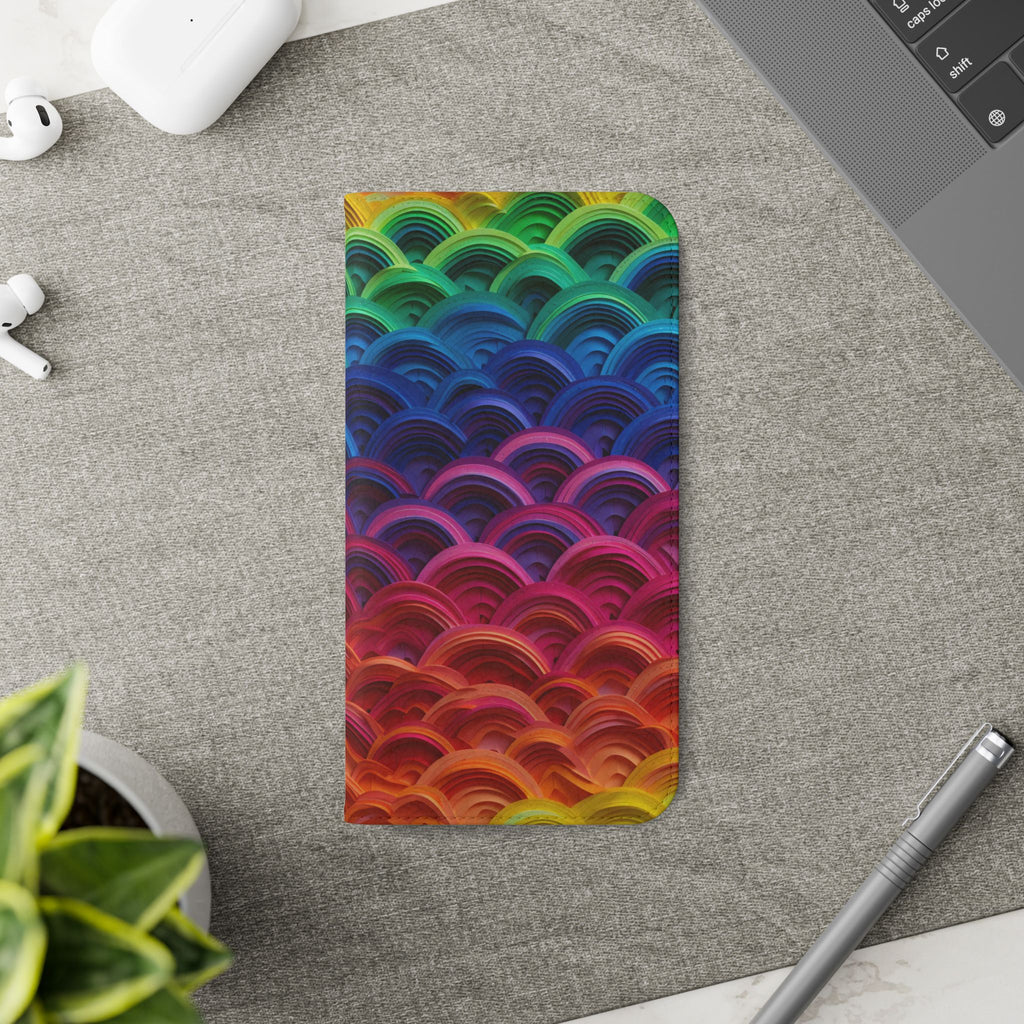 Rainbow Wave Scales Flip Case | Colorful Gradient Phone Cover