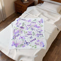 Velveteen Plush Blanket - Baby Blanket with Purple Butterflies and Lush Greenery, Soft Blanket for Nursery, Kids Bedroom Decor, Newborn