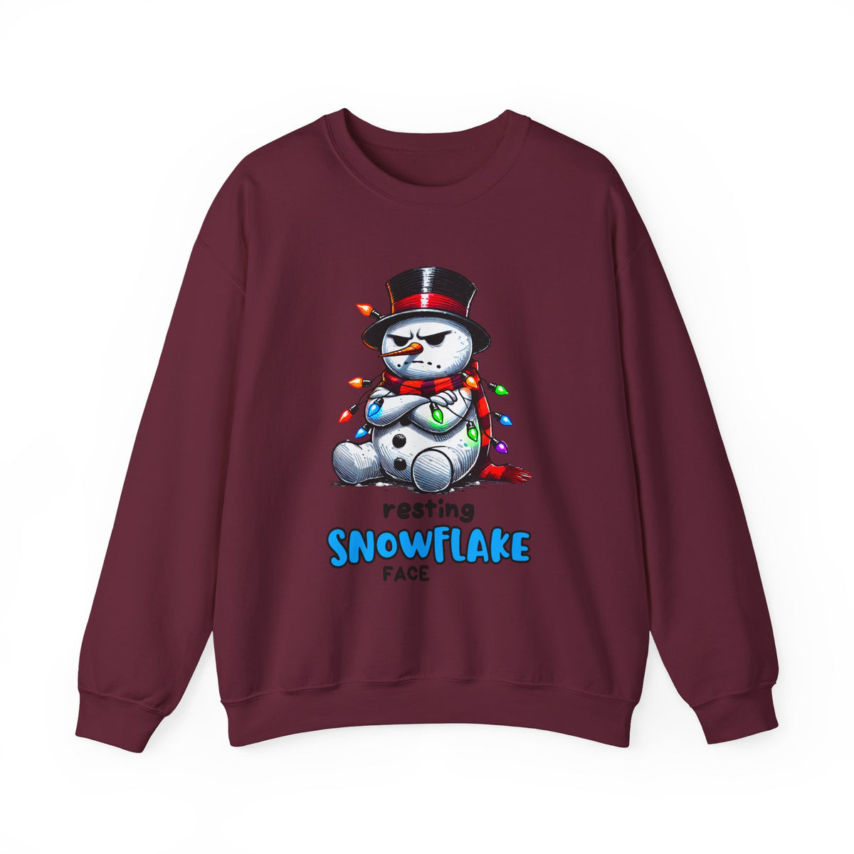 Resting Snowflake Face Snowman with Lights Sweatshirt