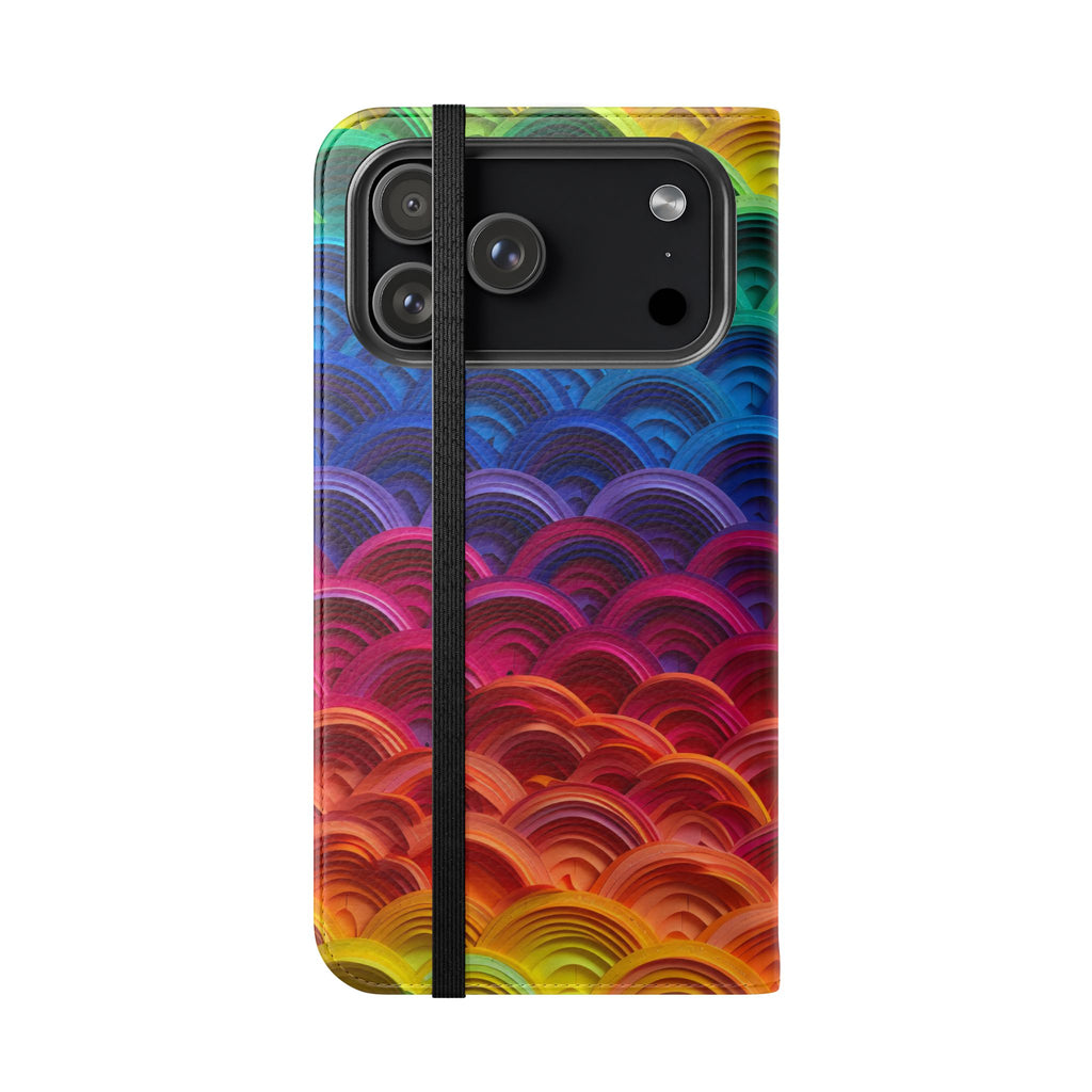 Rainbow Wave Scales Flip Case | Colorful Gradient Phone Cover