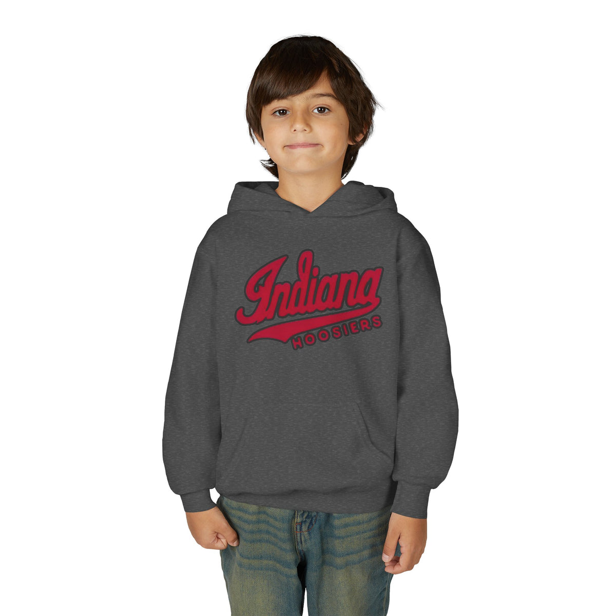 Indiana Hoosiers Youth Hoodie | College Script Sweatshirt | Crimson Team Logo | Kids IU Fan Pullover | Game Day Gift