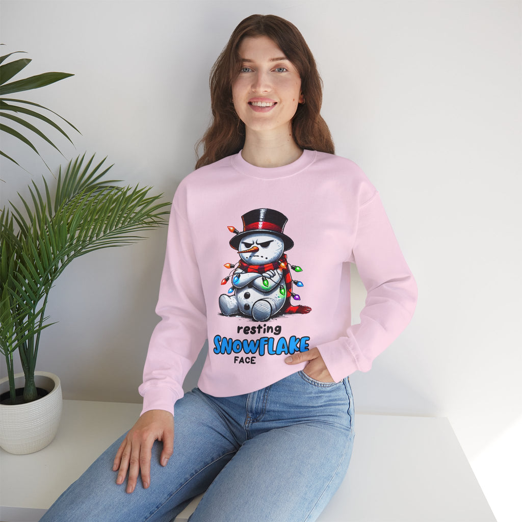 Resting Snowflake Face Snowman with Lights Sweatshirt