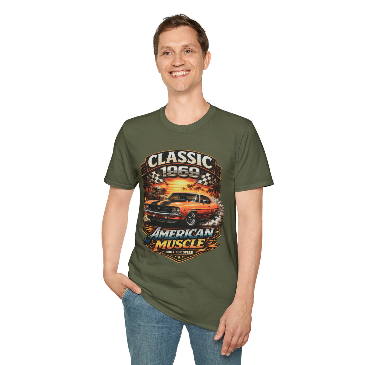 1969 Classic American Muscle Car T-Shirt | Vintage Camaro Graphic