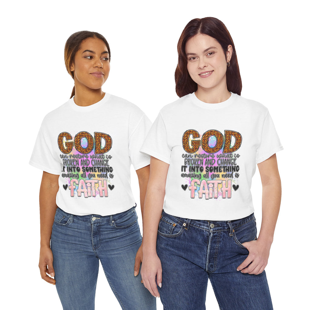 Faithful Inspirational God Can Restore Unisex Heavy Cotton Tee, Christian Tee, Religious Shirt, Spiritual Tee, Inspirational T-Shirt,