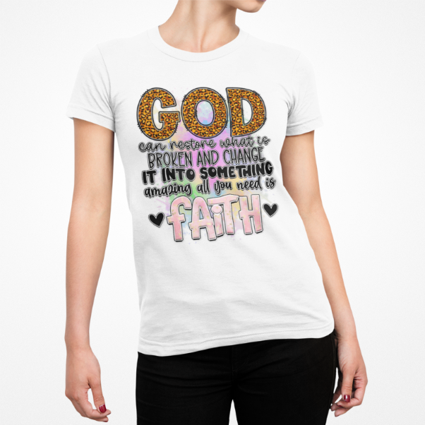 Faithful Inspirational God Can Restore Unisex Heavy Cotton Tee, Christian Tee, Religious Shirt, Spiritual Tee, Inspirational T-Shirt,