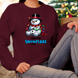 Resting Snowflake Face Snowman with Lights Sweatshirt