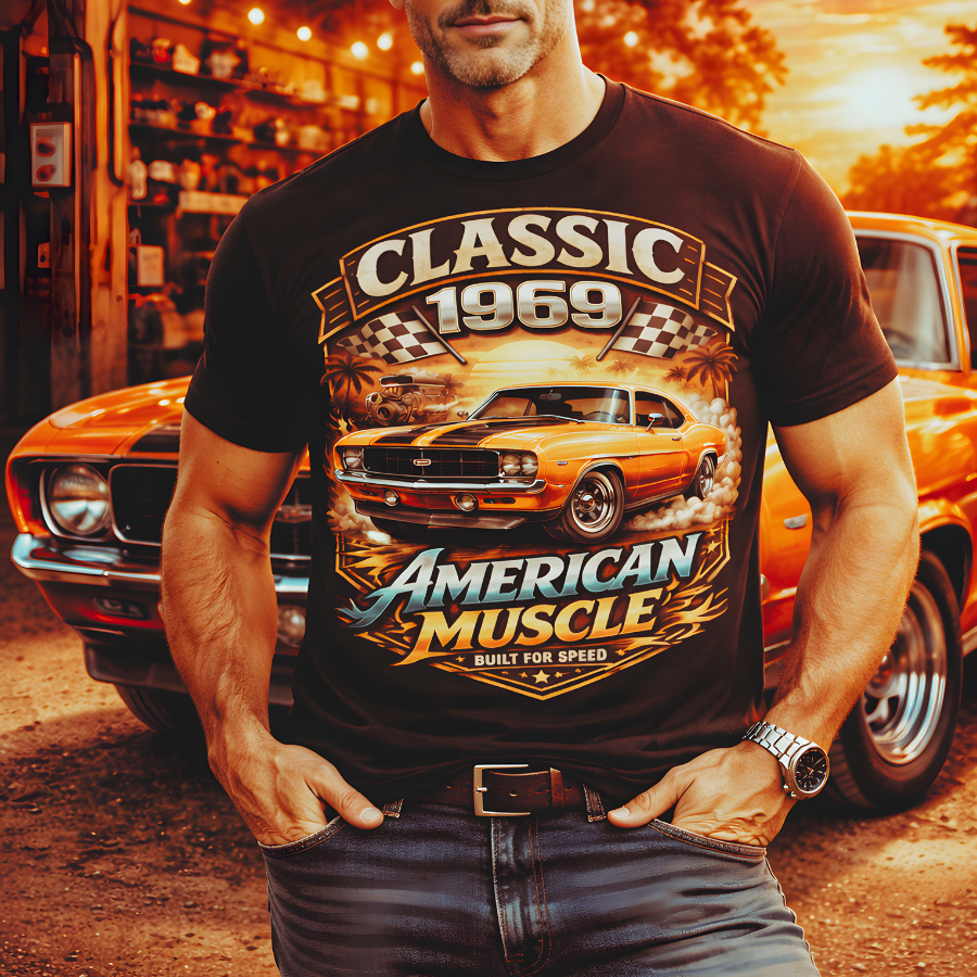 1969 Classic American Muscle Car T-Shirt | Vintage Camaro Graphic