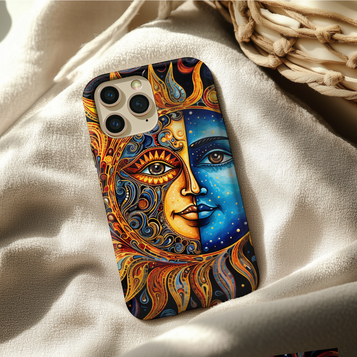 Sun and Moon Face Celestial Mandala Phone Skin | Boho Astrology