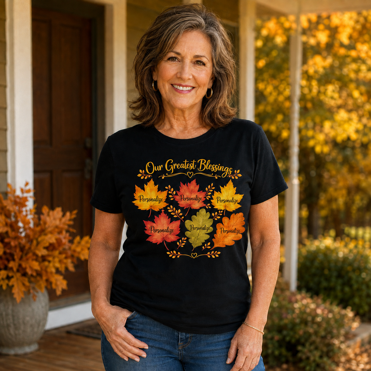 Our Greatest Blessings Autumn Leaves T-Shirt | Thanksgiving Fall Tee