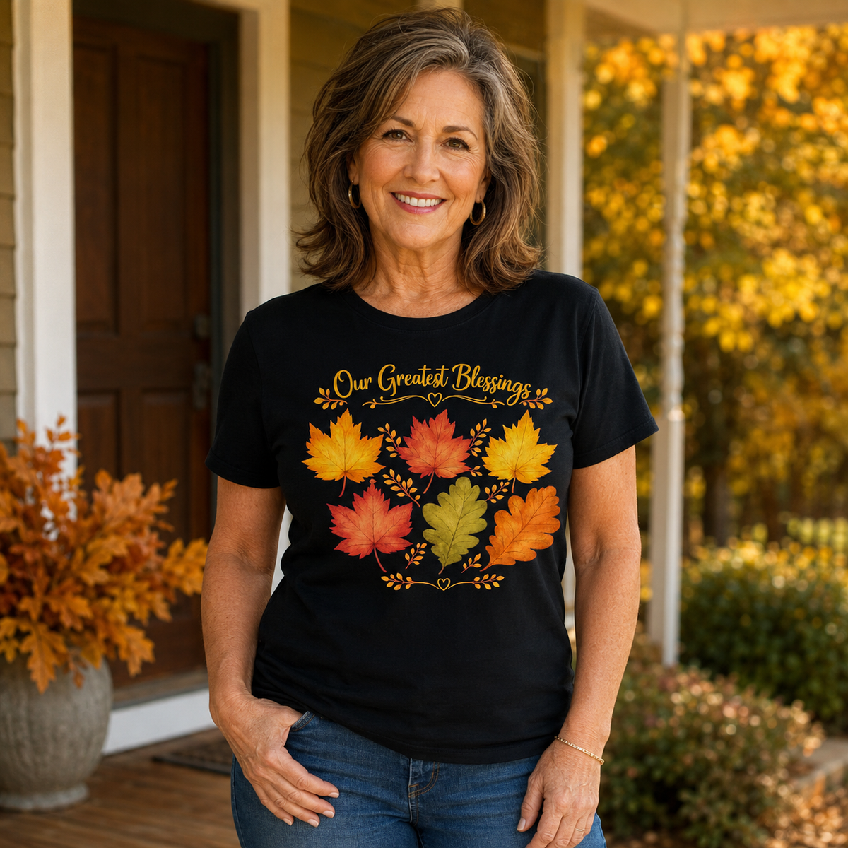 Our Greatest Blessings Autumn Leaves T-Shirt | Thanksgiving Fall Tee