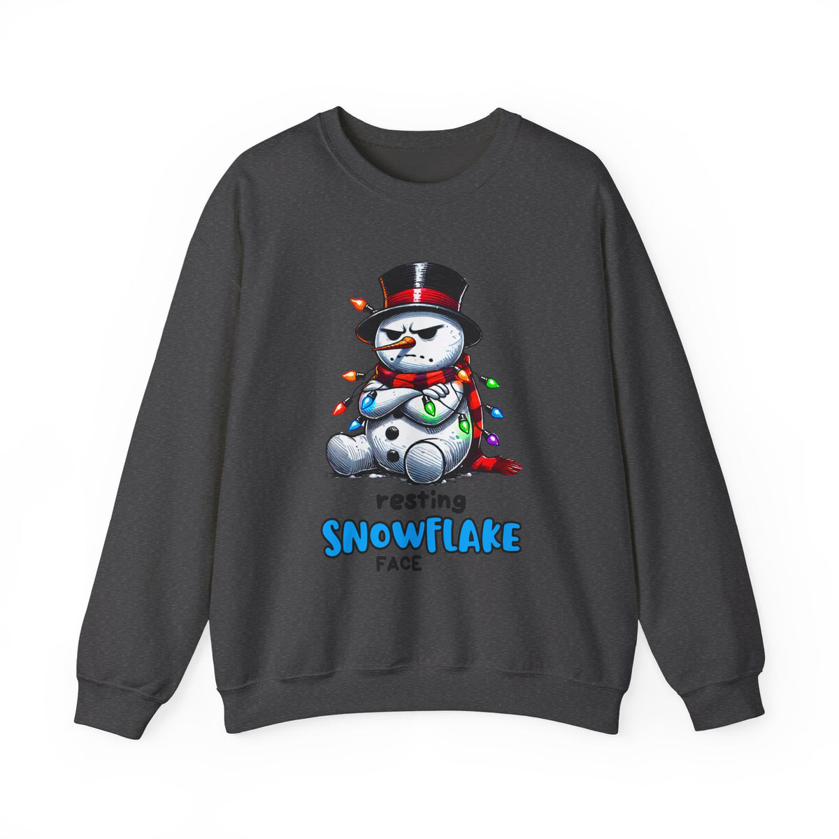 Resting Snowflake Face Snowman with Lights Sweatshirt