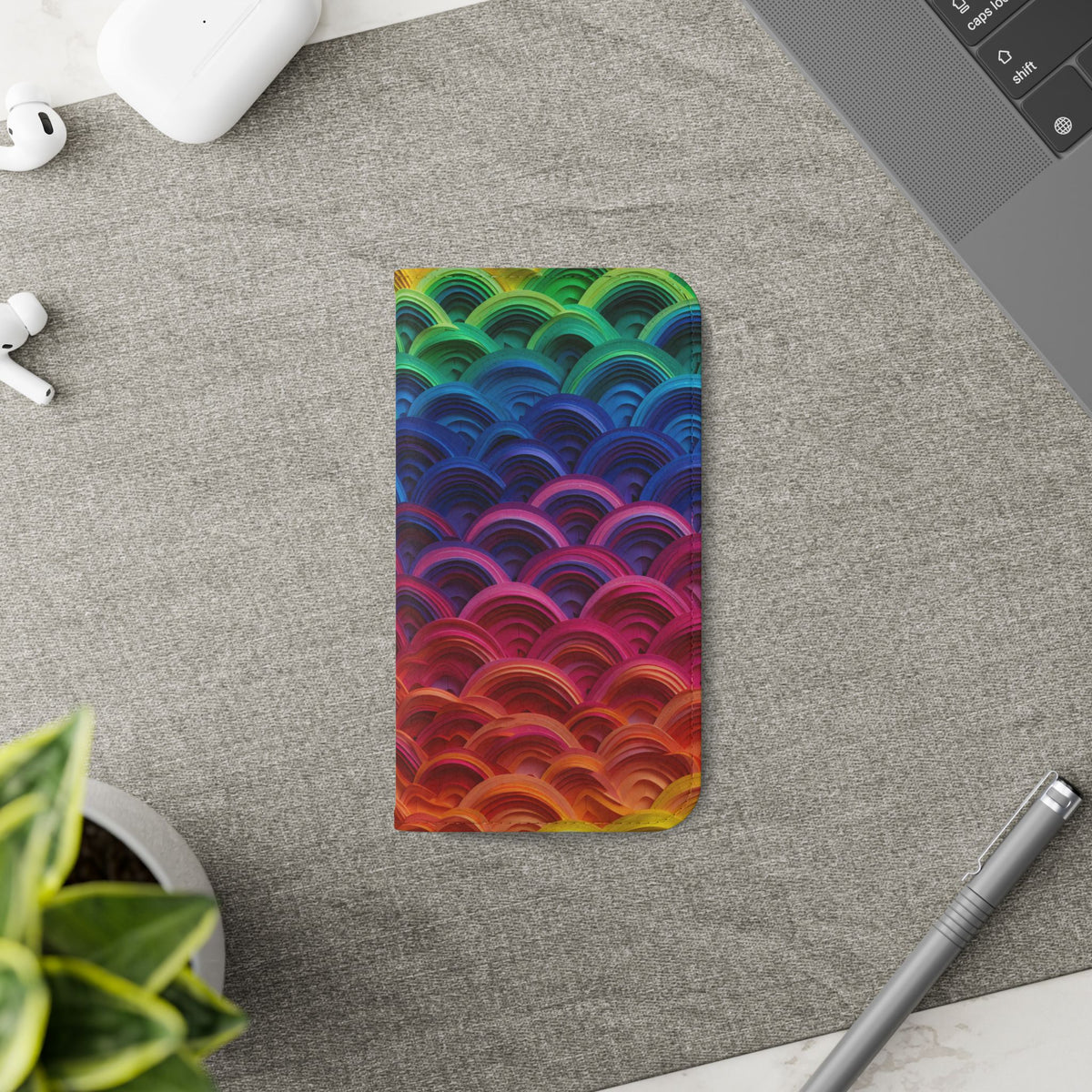 Rainbow Wave Scales Flip Case | Colorful Gradient Phone Cover