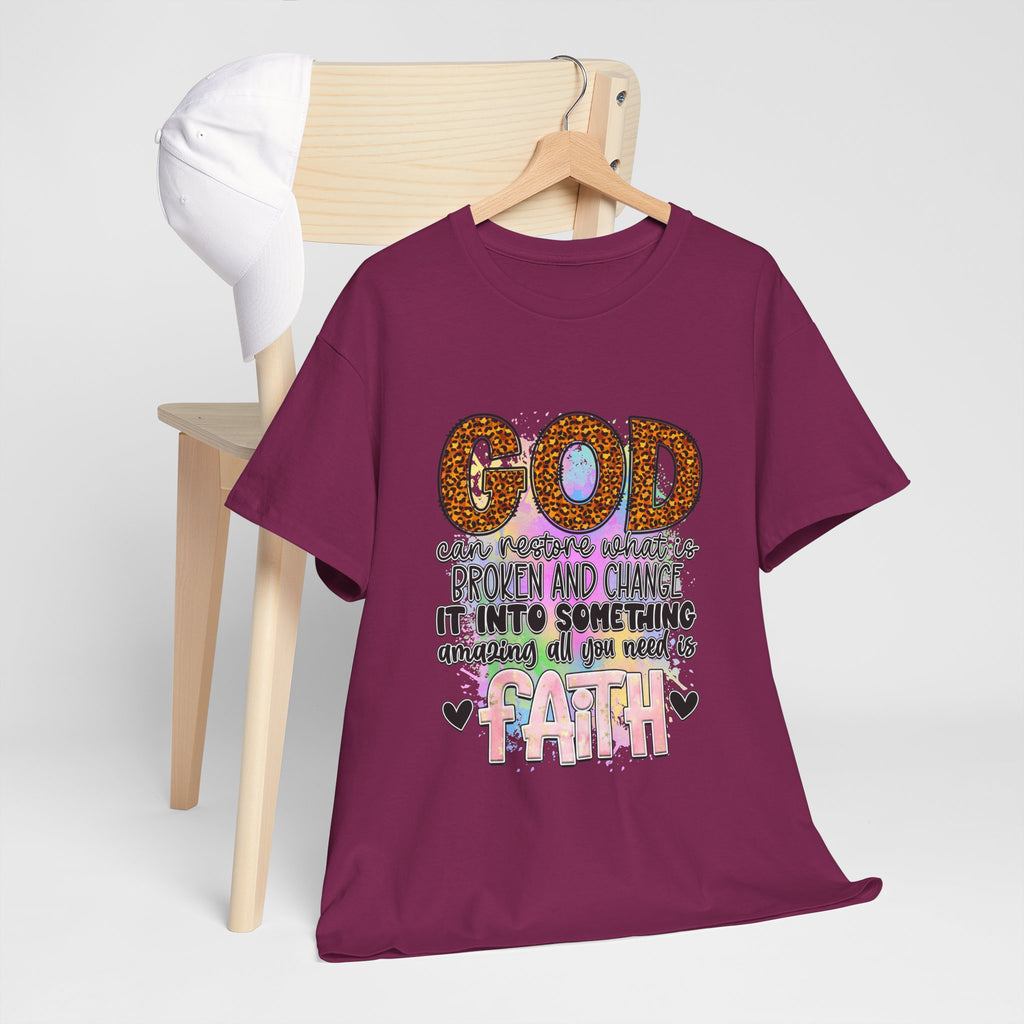 Faithful Inspirational God Can Restore Unisex Heavy Cotton Tee, Christian Tee, Religious Shirt, Spiritual Tee, Inspirational T-Shirt,