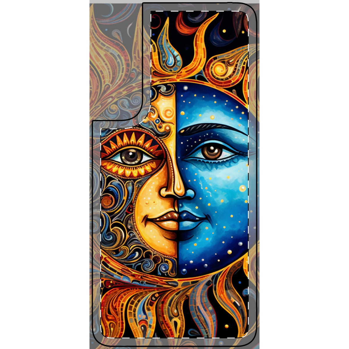 Sun and Moon Face Celestial Mandala Phone Skin | Boho Astrology