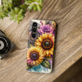 Vibrant Floral Phone Cases, Tough Phone Cover, Artistic Protection, Gift for Flower Lovers, Colorful Phone Accessory