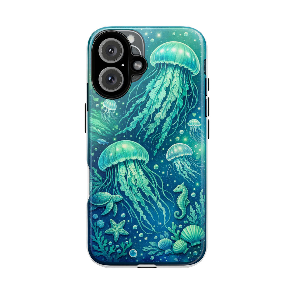 Ocean Jellyfish iPhone Case Design | Sea Green & Ocean Blue Phone Case | Underwater Sea Creatures Art | Coastal Aesthetic Phone Cover