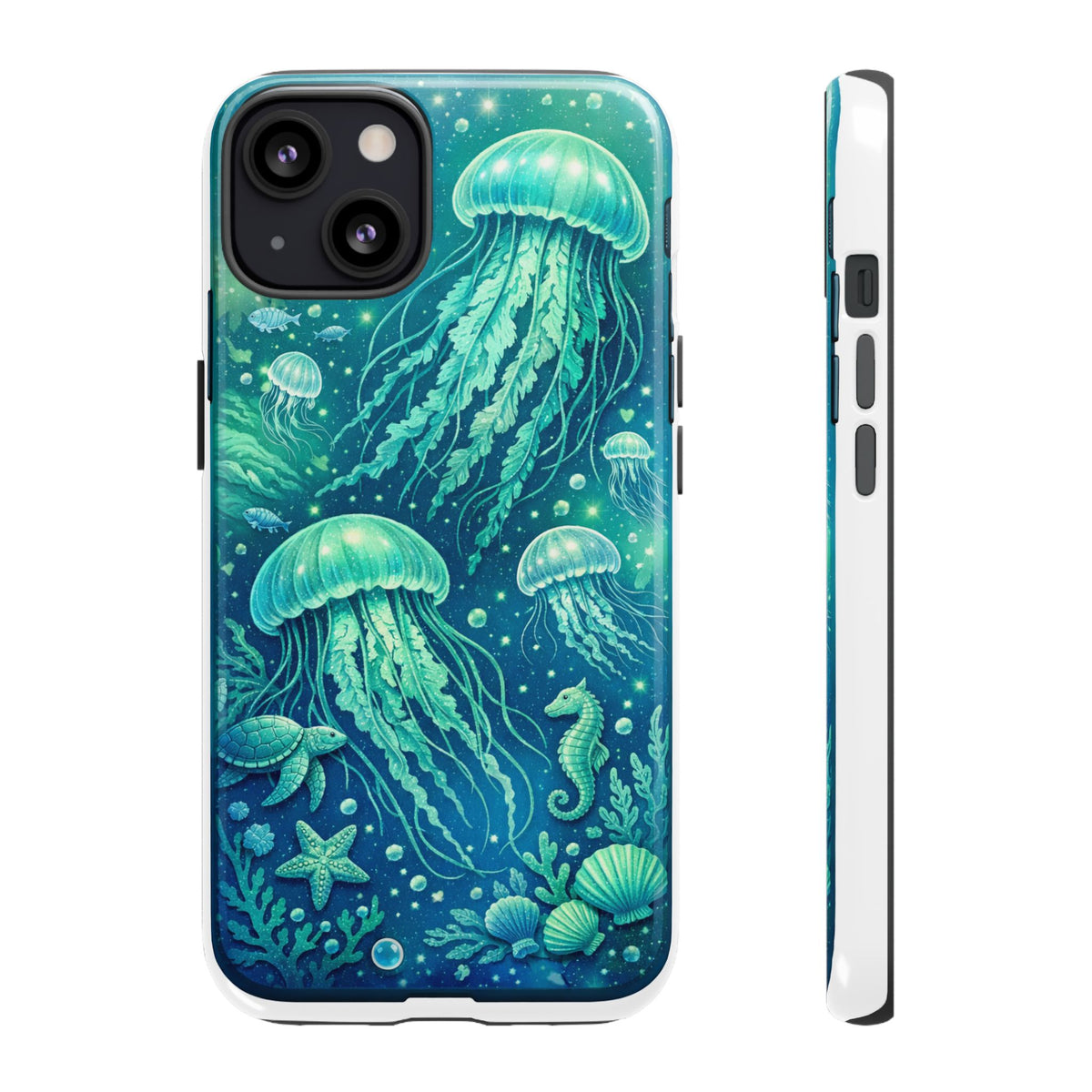 Ocean Jellyfish iPhone Case Design | Sea Green & Ocean Blue Phone Case | Underwater Sea Creatures Art | Coastal Aesthetic Phone Cover