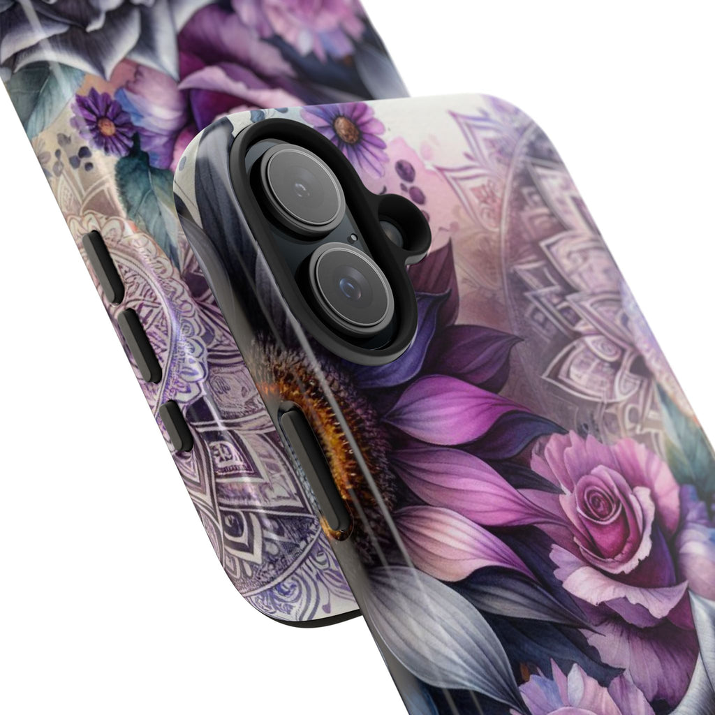 Artistic Floral Tough Phone Cases, Floral Design Phone Cover, Gift for Her, Beauty and Strength, Protective Case for Home