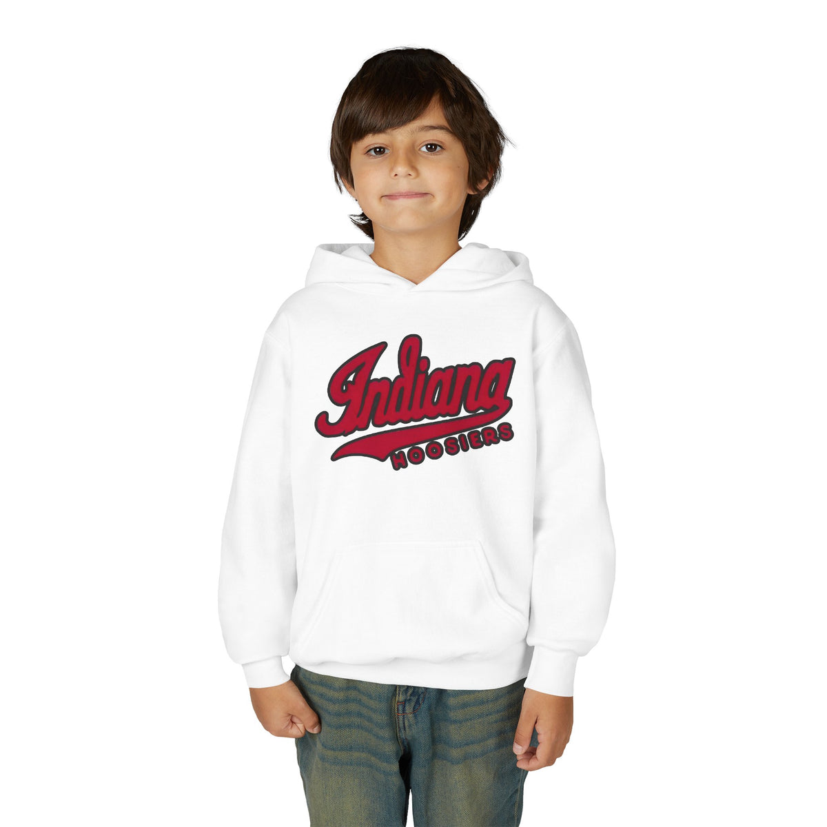 Indiana Hoosiers Youth Hoodie | College Script Sweatshirt | Crimson Team Logo | Kids IU Fan Pullover | Game Day Gift