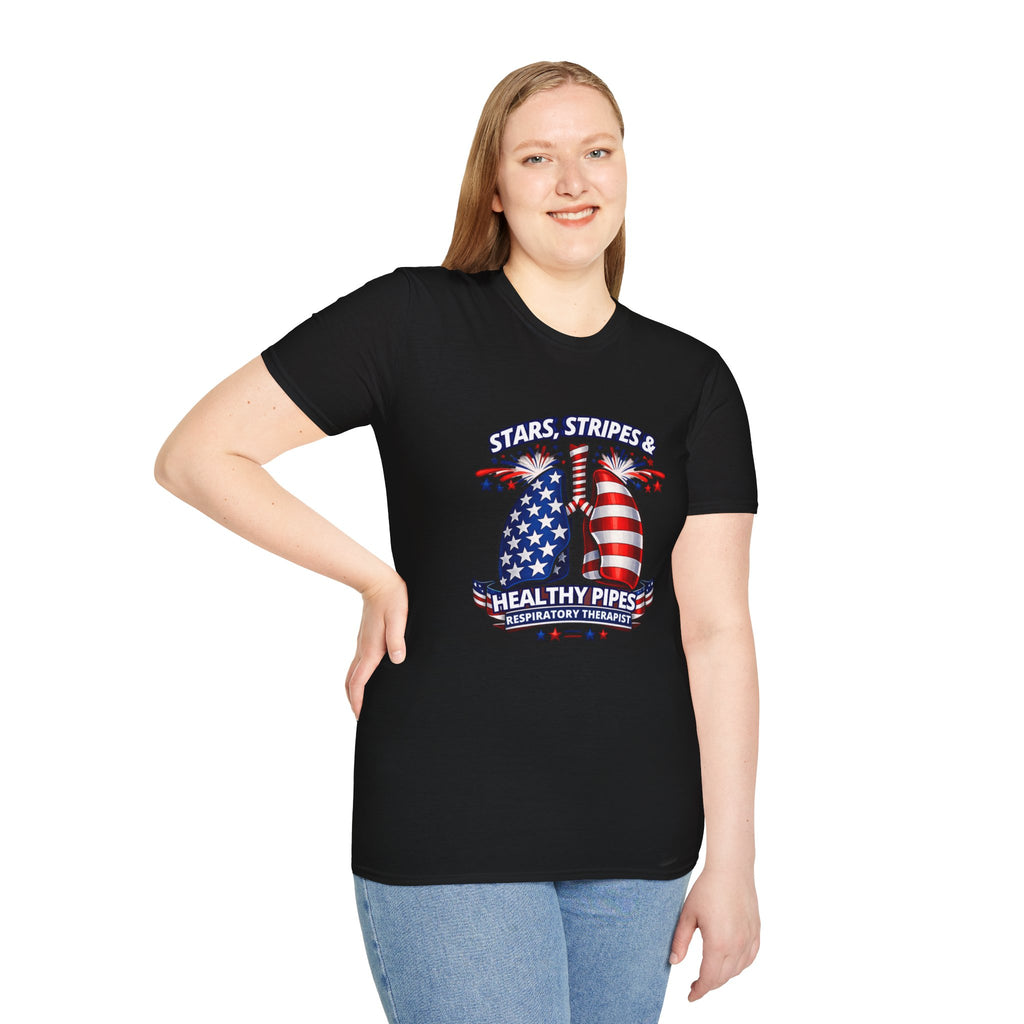 Stars and Stripes Healthy Lungs Respiratory Therapist T-Shirt